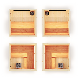 Wooden sauna bench layouts