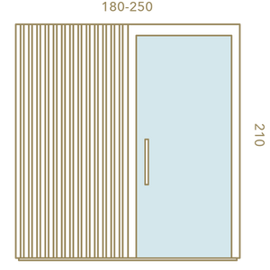 Measurement chart for a wardrobe door with dimensions labeled.