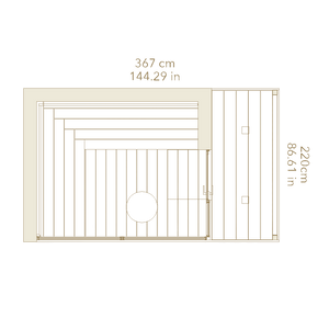 Measurement chart of a rectangular area with dimensions labeled.