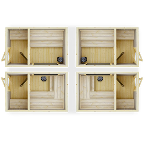 Wooden crate with interior details on a transparent background