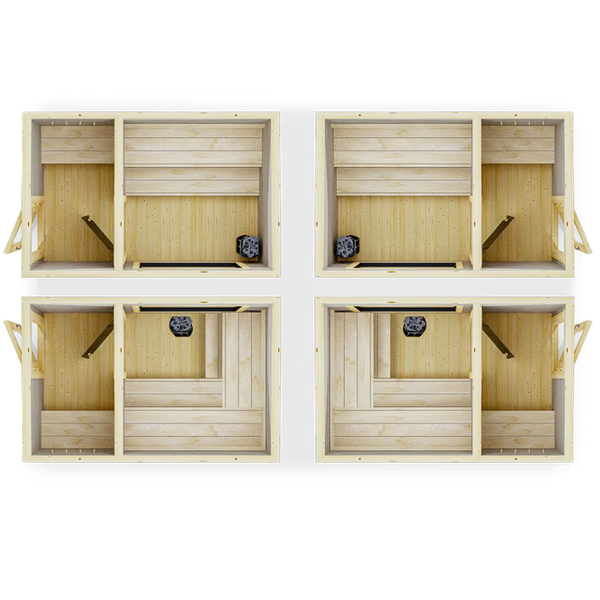 Wooden crate with interior details on a transparent background